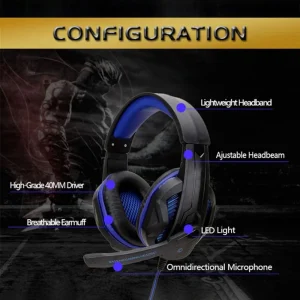 GUPBOO Casque De Jeu PC Casque Filaire Cool LED Avec Micro, Casque De Jeu PC,… Livraison Standard/Rapide 11