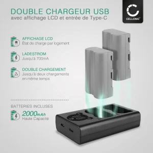 CELLONIC® Set De 2 Batteries 2000mAh Et Double Chargeur Compatible Av… magasin pour 9