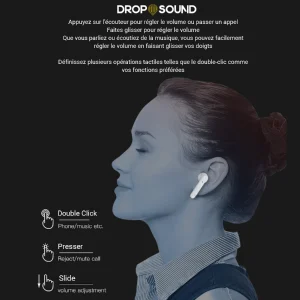 Ecouteur Bluetooth Drop Sound 5.0 Noir – Waterproof, Contrôle Tactile… mode pas chere 11