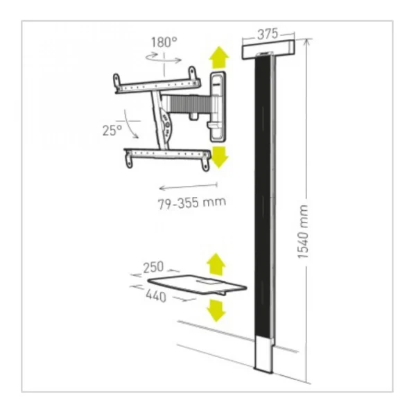 ERARD Colonne + Support Mural Avec Déport Pour écran 40 à 85 – 048460 – E… magasins pas chers 4