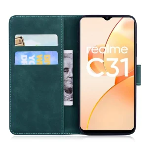 Other Etui En PU Motif Papillon Avec Support Pour Votre Realme C30 4G – Vert pas cher 6