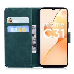 à prix d'occasion Other Etui En PU Motif Tigre Avec Support Pour Votre Realme C30 4G – Vert 6