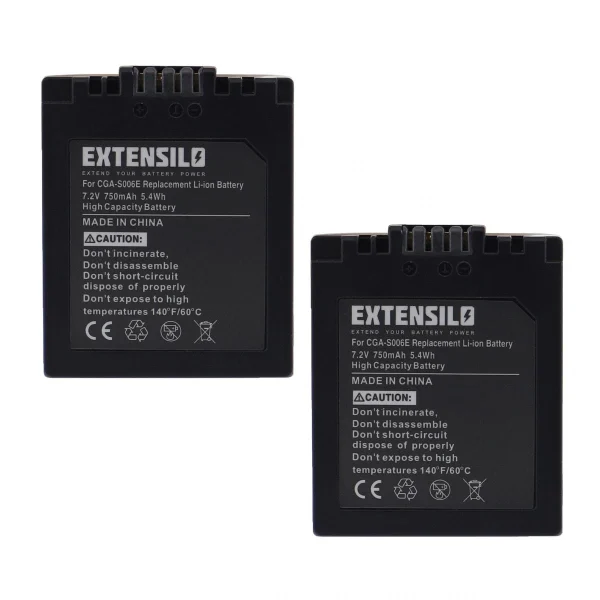 VHBW EXTENSILO 2x Batteries Compatible Avec Panasonic Lumix DMC-FZ35, DMC-F… Retour Gratuit 1