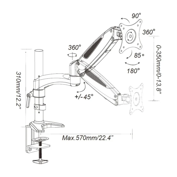 pas cher en ligne Hjh OFFICE Fixation Pour écran VM-MG1 1- Bras 15 5