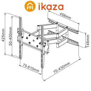 IKAZA IK32656A – Support Tv – Orientable Et Inclinable – 6 Articulations – 8… qualité supérieure 10