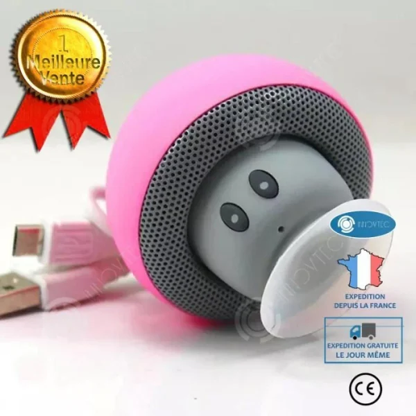 magasin pas cher Marque Generique INN® Mini Enceinte Bluetooth Sans Fil Mushroom Champignon Ventouse Ro… 1