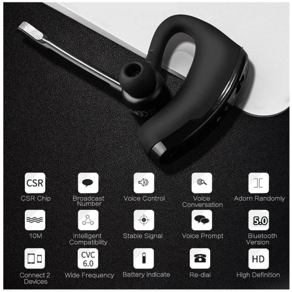 GUPBOO Oreillette Bluetooth V8S Affaires Sans Fil Avec Microphone, 24 Heures pas cher marque 5