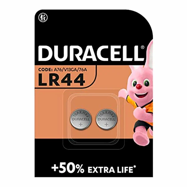 Piles Bouton Alcalines DURACELL LR44 1,5 V (2 Unités) marque pas cher 1