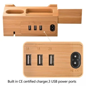 Universal Ports USB Multiples Base De Recharge Station Base De Recharge En Bambo… ultratendance 9