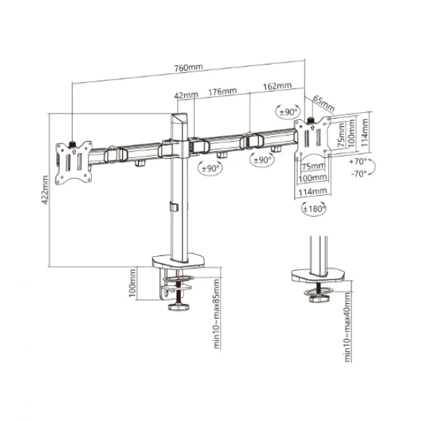 magasins pas chers SANS MARQUE Support Articulé Pour Double écran Deluxe Ergo Office, 17″-32″, Max…. 6