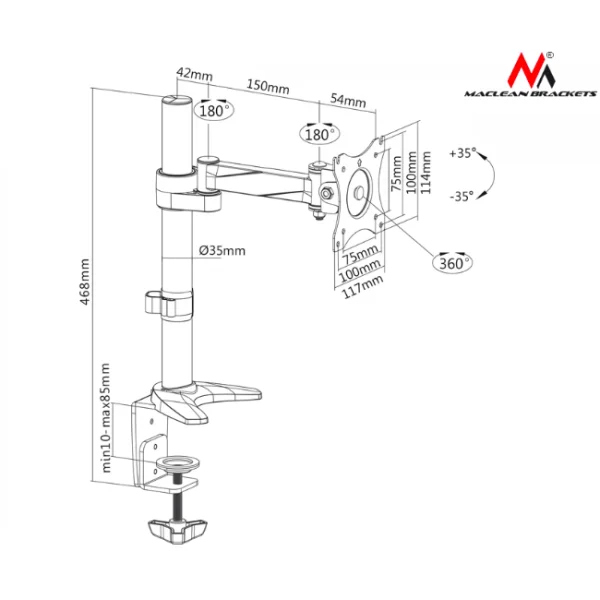 offre spéciale Support De Bureau Pour écran 13″-27″ 8kg Maclean MC-717 5