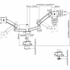 Support De Table D’écran V7 DMPRO2DTA-3E achat 9