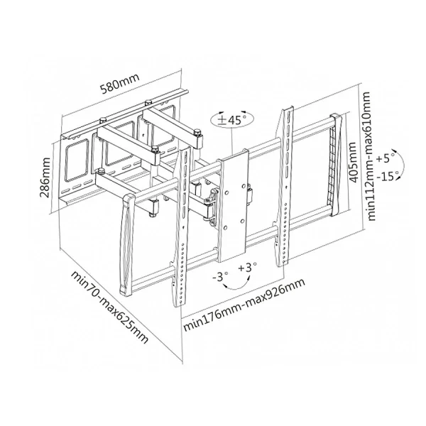 garantie de qualité Support TV 60 -100 ” Maclean MC-679 Max 80 Kg Noir 5